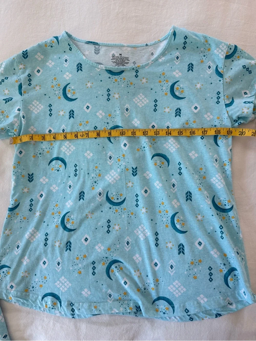 ✨ Pajama Set Blue Moon Stars Short Sleeve Cropped Capri Lounge PJs Size M